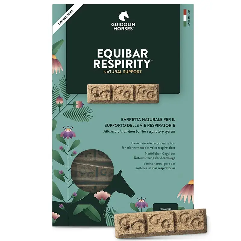Barrette naturali per Difficoltà, Infiammazioni o Allergie Respiratorie del cavallo EQUIBAR Respirity Guidolin 600 gr Novità