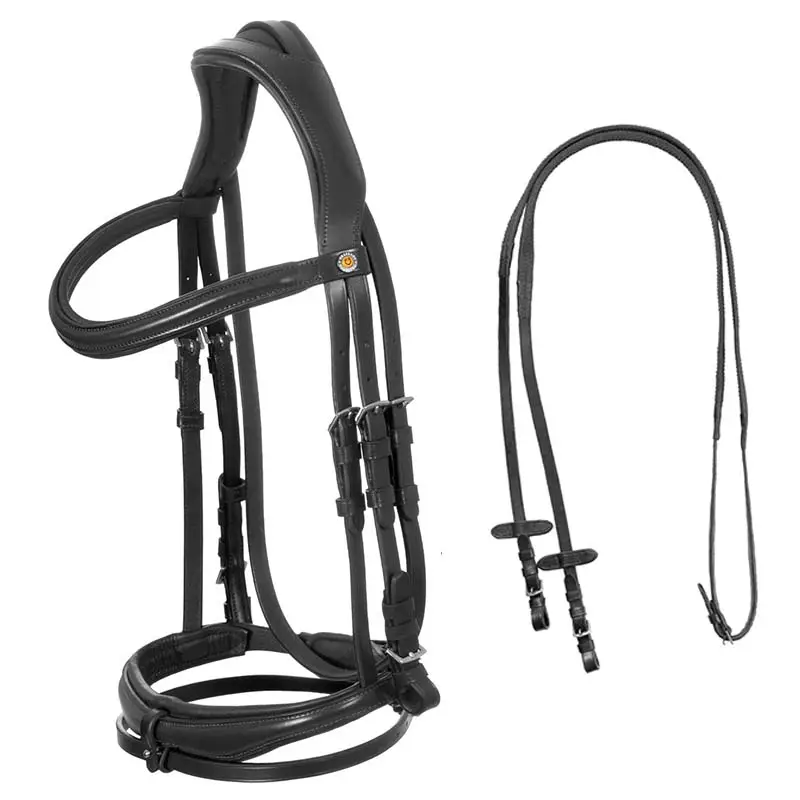 Testiera inglese anatomica Equestro CROWN in cuoio, con redini Ordina Subito