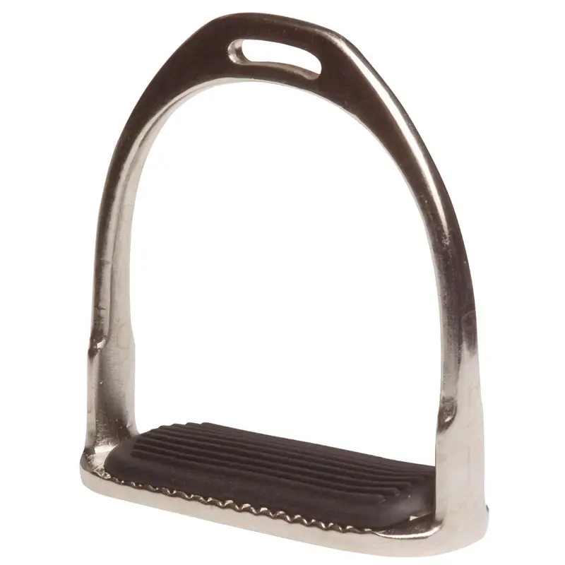 Staffe equitazione in ferro nichelato con pedana in gomma 120 mm Promo Stagionale