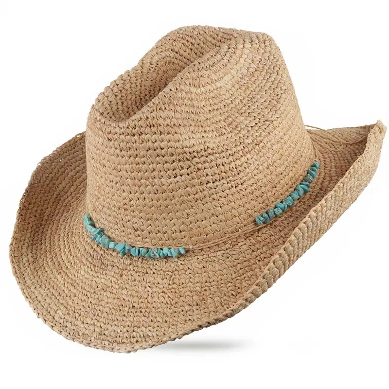 Cappello Western estivo in rafia BONDI con perline Nuova Collezione