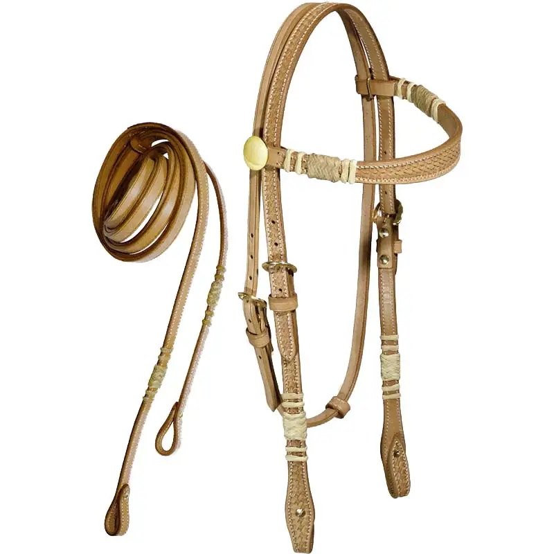 Briglia western in ottimo cuoio lavorazione basket decorazioni rawhide Super Prezzo