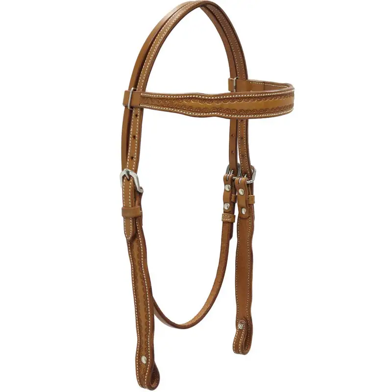 Testiera western in cuoio con decorazione floreale Reso Gratuito