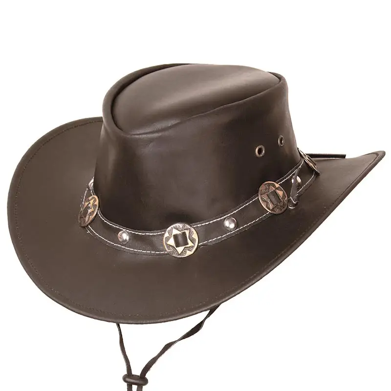 Cappello australiano in pelle modello Concho unisex Soddisfatti O Rimborsati
