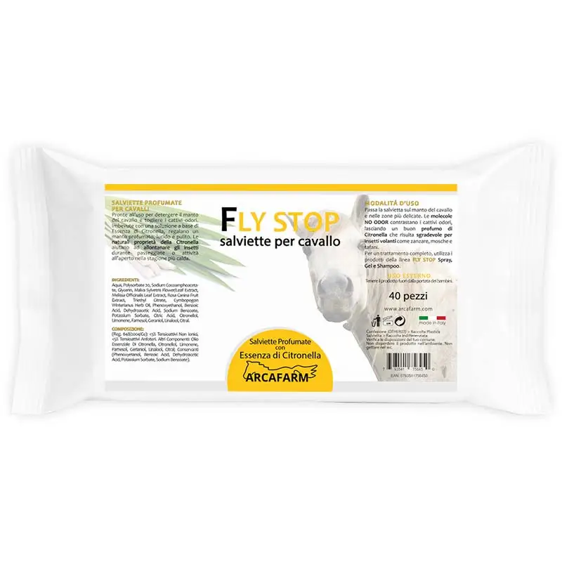 Salviette per pulizia cavalli alla Citronella FLY STOP Arcafarm 40 pezzi Spedito Oggi