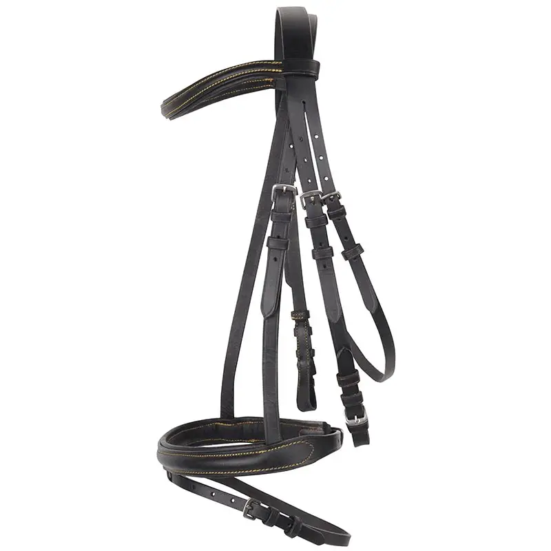Briglia inglese con cuciture decorative completa di redini in tela Affare