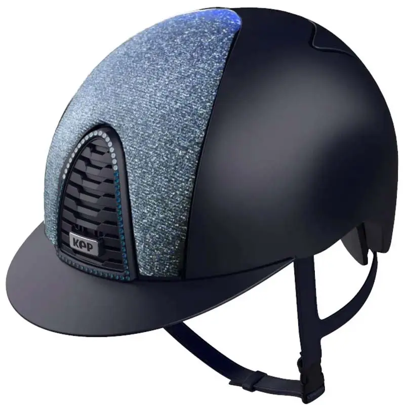 Casco KEP Italia Cromo 2.0 Textile blu / Frontale Galassia light blue con Swarovski Scelto Dai Clienti