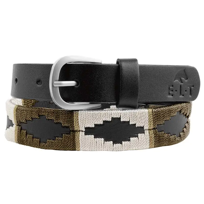 Economico Cintura Polo in pelle con Inserto tessuto stile Navajo