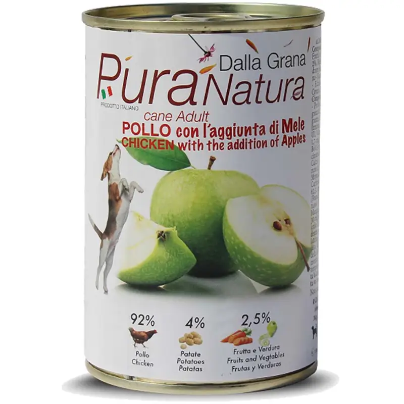 Cibo umido in scatola 400 gr Pura Natura Dalla Grana monoproteico per Cani al gusto Pollo Offerta Lampo