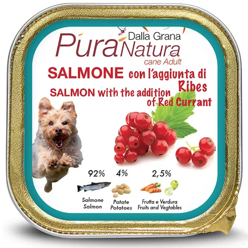 Compra Oggi Stesso Cibo umido in scatola 150 gr Pura Natura Dalla Grana monoproteico per Cani al gusto Salmone e Ribes