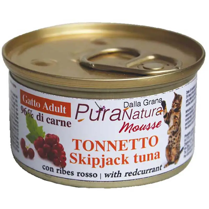 Cibo Umido 85 gr Pura Natura Dalla Grana Monoproteico per Gatti al gusto Tonno e Ribes Prezzo Conveniente