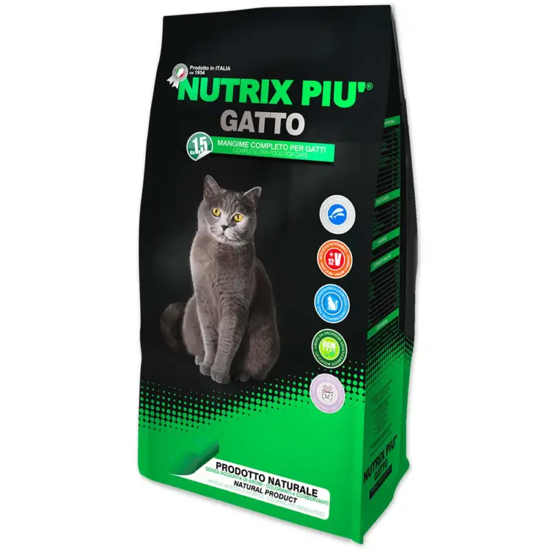 Novità Set 3 pezzi Crocchette 1.5 kg Nutrix Più per Gatto Adulto al gusto Aringa