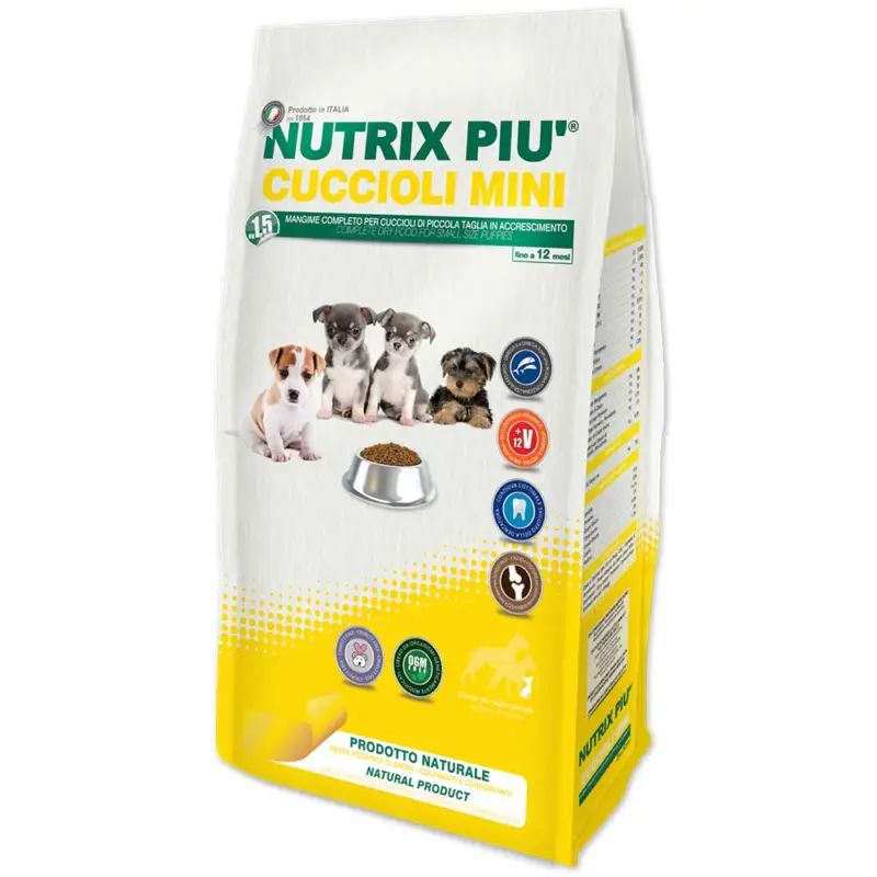 Novità Set 3 Pezzi Crocchette 1.5 kg Nutrix Più per Cani Cuccioli Mini