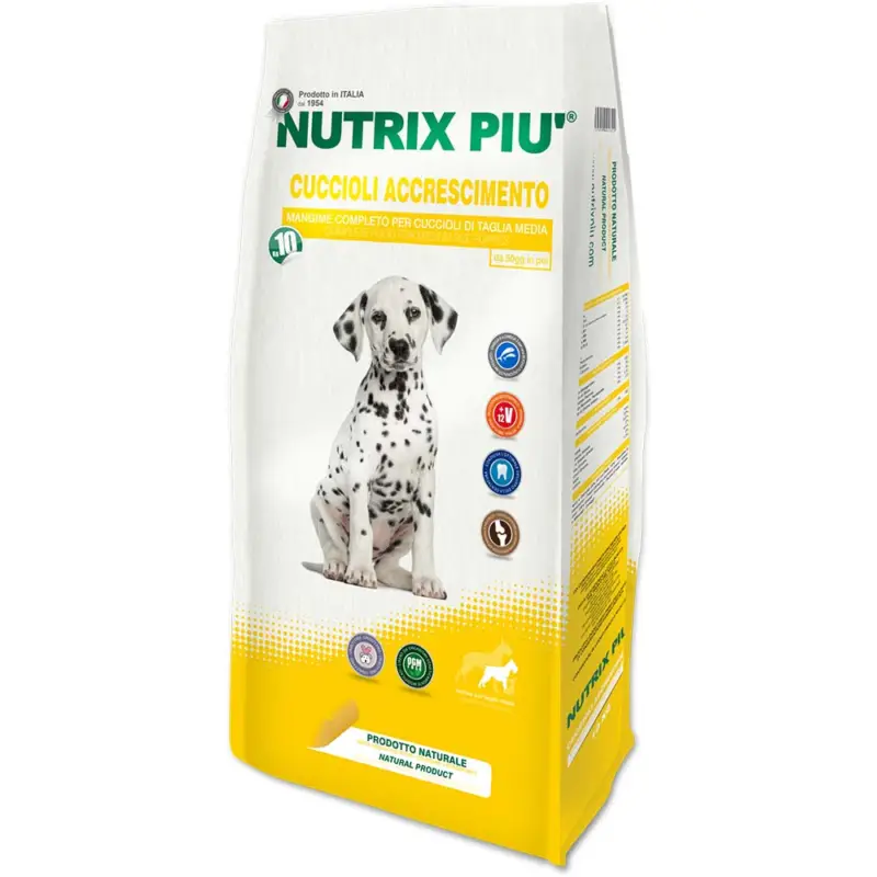 Set 2 Pezzi Crocchette 3 kg Nutrix Più per Cani Cuccioli Taglia Media Accrescimento Solo Oggi
