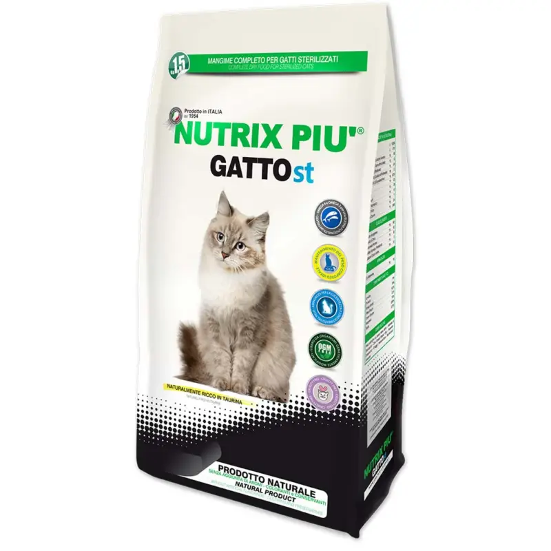 Ultima Occasione Set 3 Pezzi Crocchette 1.5 kg Nutrix Più per Gatto Adulto Sterilizzato ST al gusto Aringa