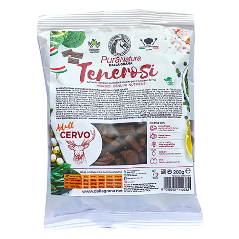 Crocchette Morbide 200 gr Pura Natura Dalla Grana Grain Free per Cani al gusto Cervo i Tenerosi Occasione