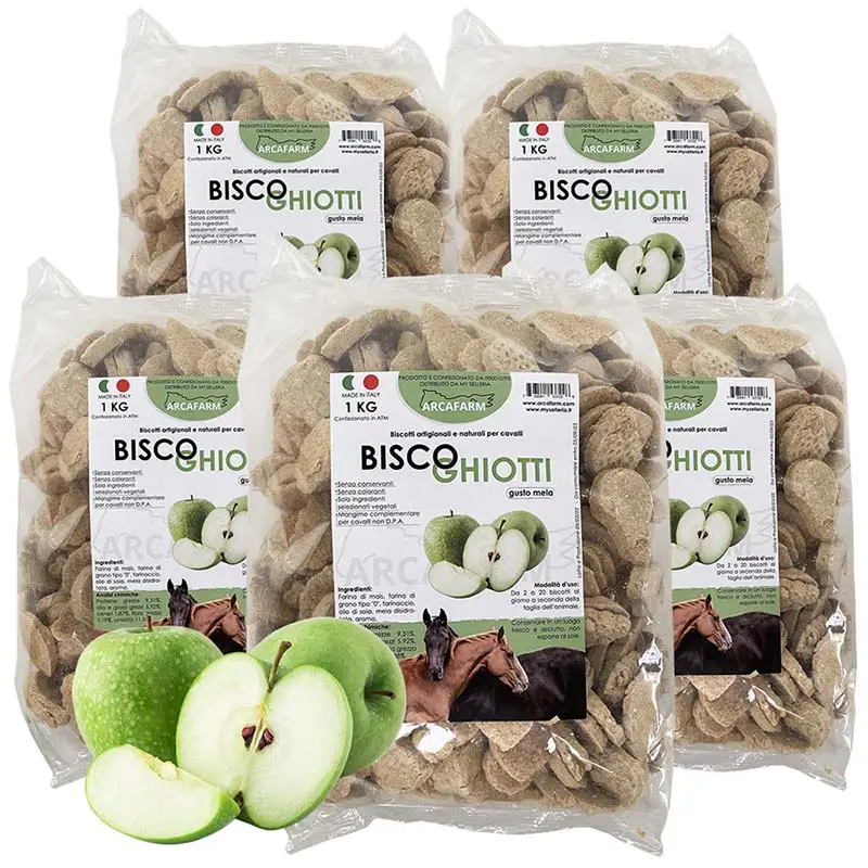 Compra Oggi Stesso Set 5 pezzi art.1170 Biscotti Artigianali da forno per cavalli BISCOGHIOTTI 5 kg - gusti vari