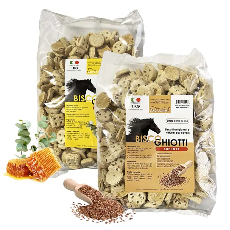 Biscotti Funzionali e artigianali da forno per cavalli BISCOGHIOTTI 1 kg Linea Support - vari gusti Prezzo Basso