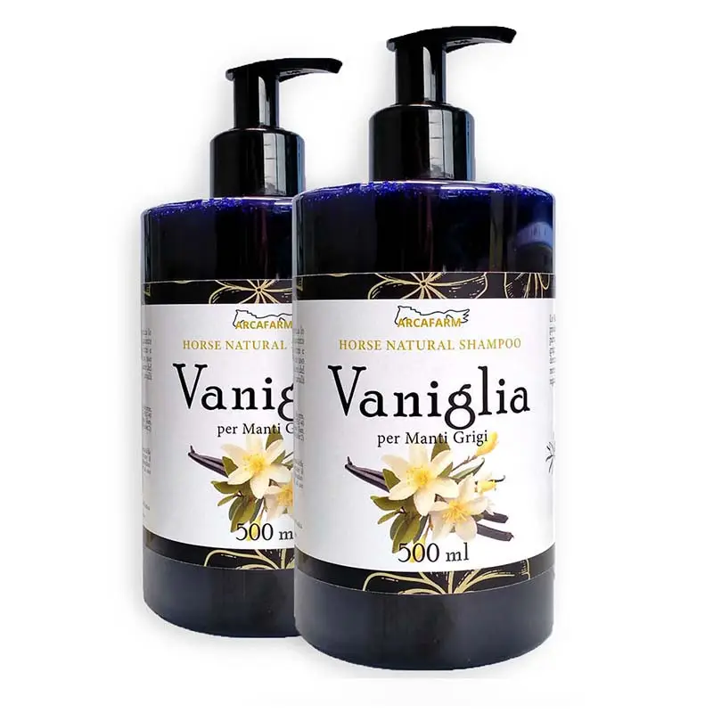 A Buon Prezzo Set 2 art. 1059 pezzi Shampoo Naturale alla Vaniglia per cavalli Grigi Arcafarm 1 lt