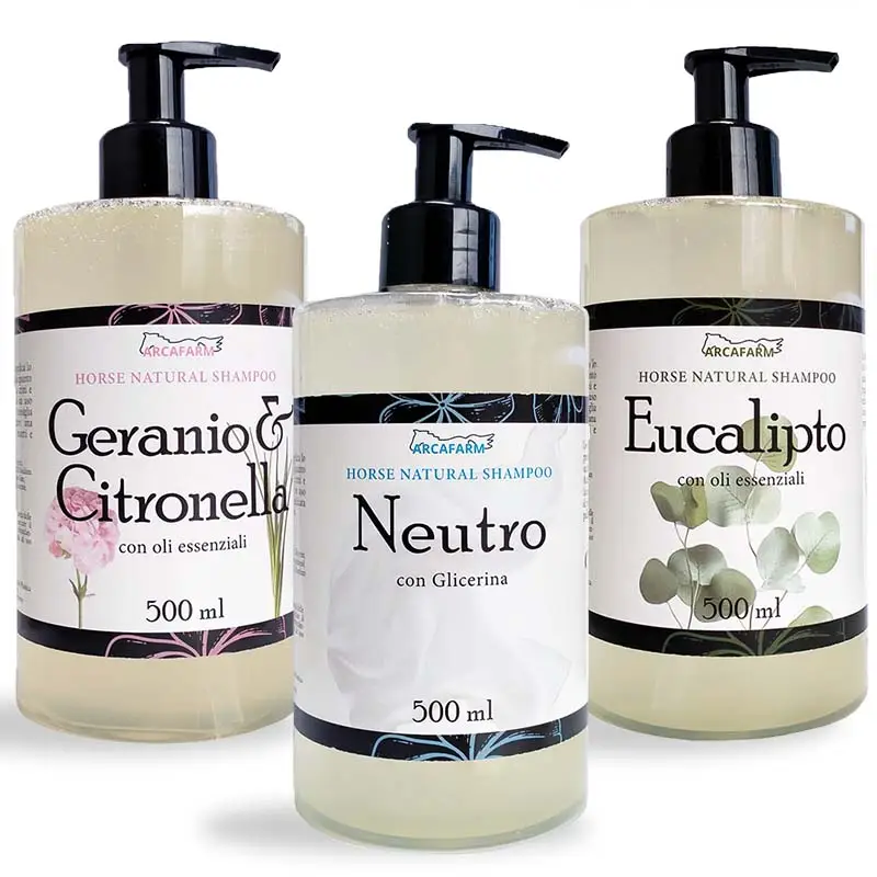 Set 3 pezzi Shampoo Naturale per Cavalli Azione Lenitiva e Repellente - Eucalipto, Geranio, Neutro Compra Oggi Stesso