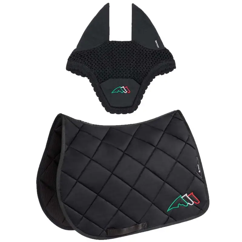 Set Sottosella e Cuffietta Equiline Rombo con Ricamo Tricolore Nuovo Arrivo
