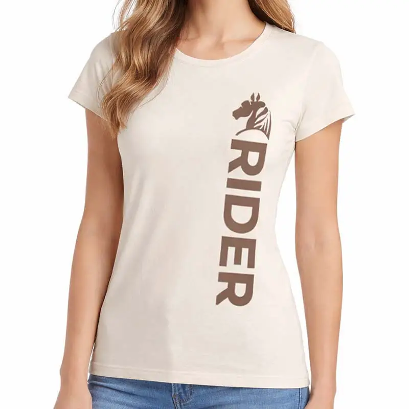 Ultime Pezzi T-Shirt Equitazione Donna NATURAL RIDER - bianco con stampa chocolate