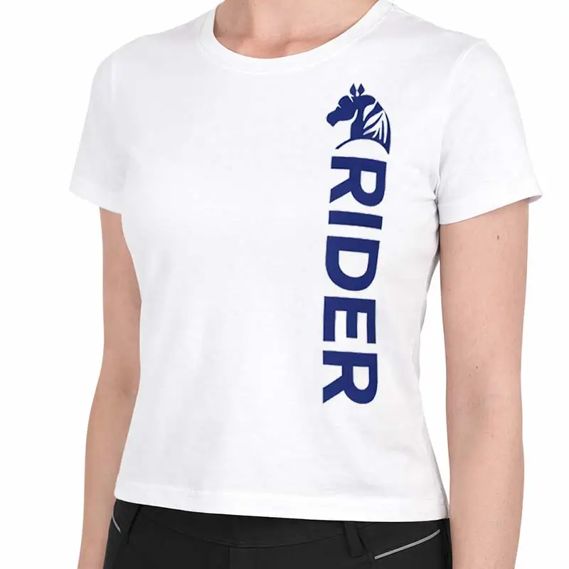 Pagamento Sicuro T-Shirt Equitazione Donna BLUE RIDER - bianca con stampa navy