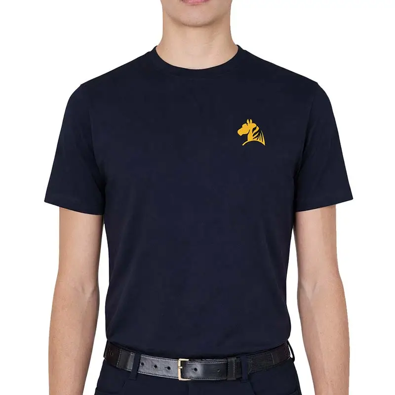 Economico T-Shirt Equitazione Uomo STALLION SPIRIT - Blue Edition con stampa senape