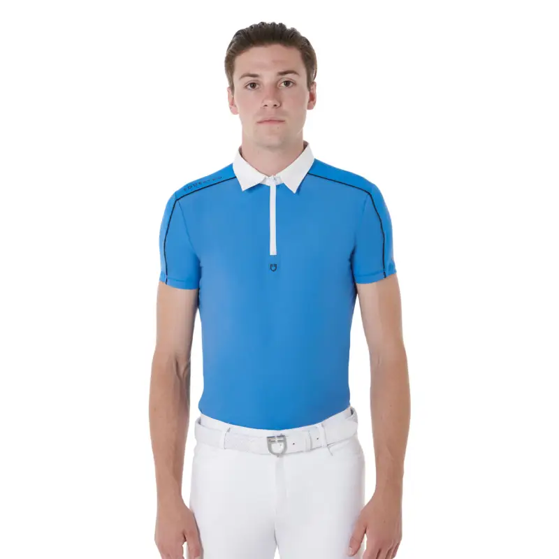 Professionale POLO UOMO DA CONCORSO MANICA CORTA CON ZIP E INSERTI IN MESH