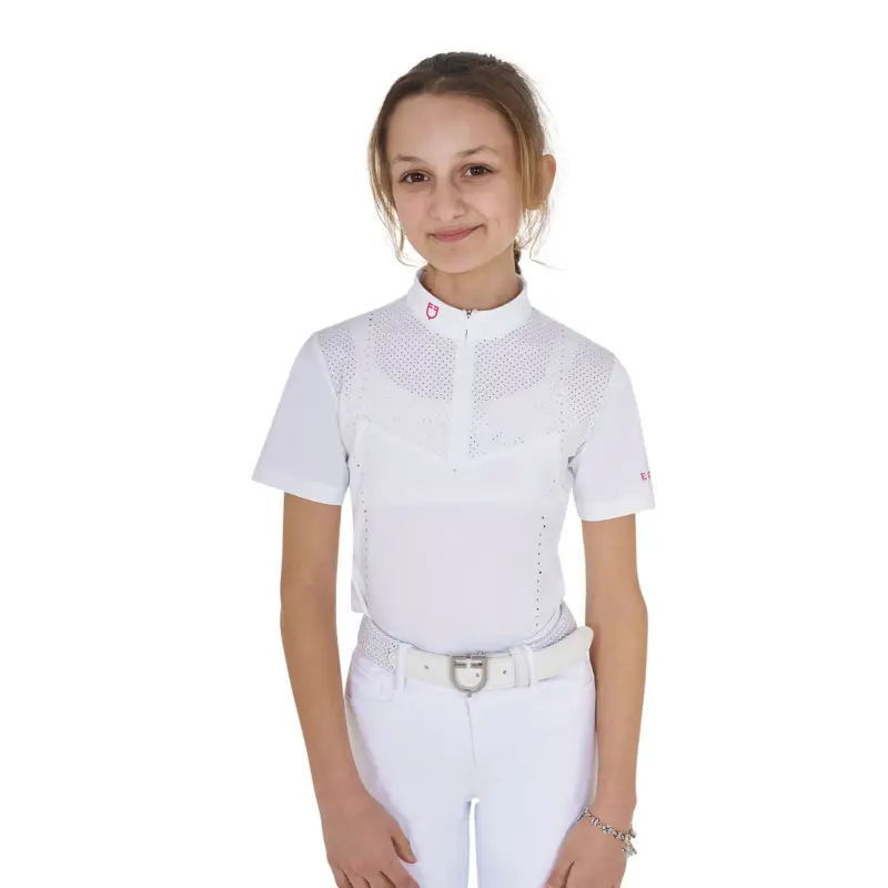 Polo concorso bambina slim fit in tessuto traforato EQUESTRO A Buon Prezzo