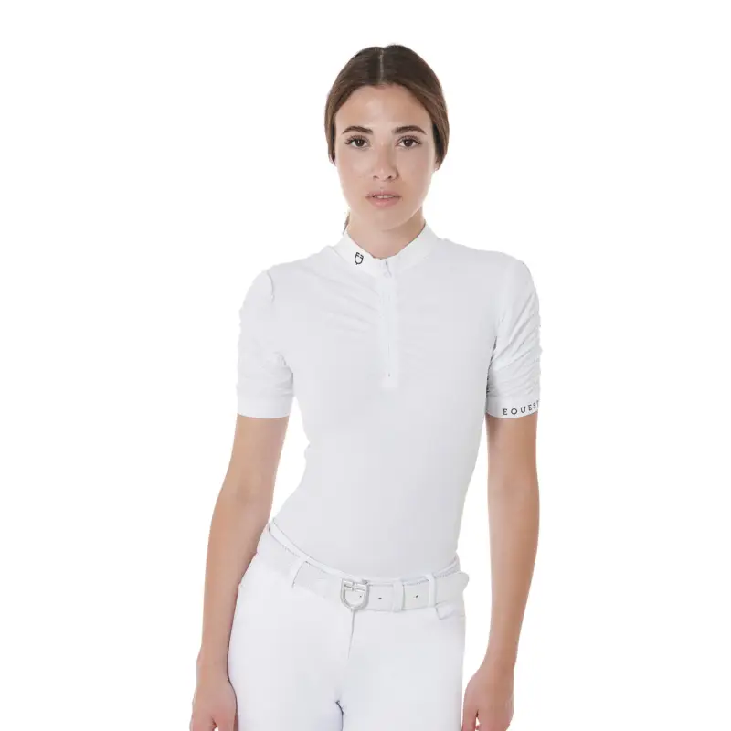POLO DONNA SLIM FIT DA CONCORSO CON MANICHE ARRICCIATE A Buon Prezzo