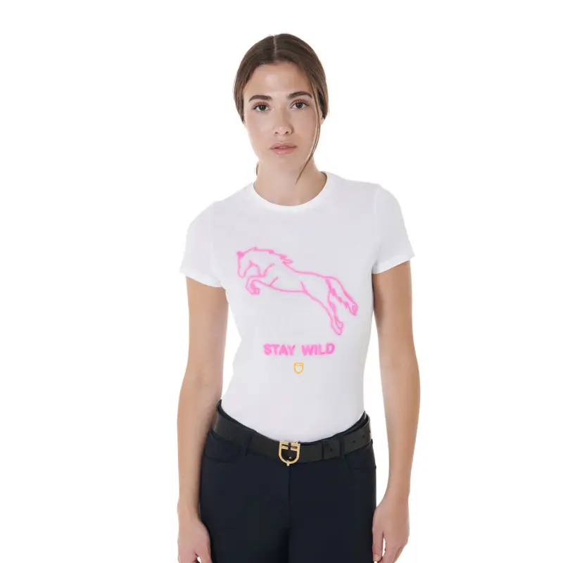 Vendita Finale T-SHIRT DONNA SLIM FIT CON STAMPA STAY WILD