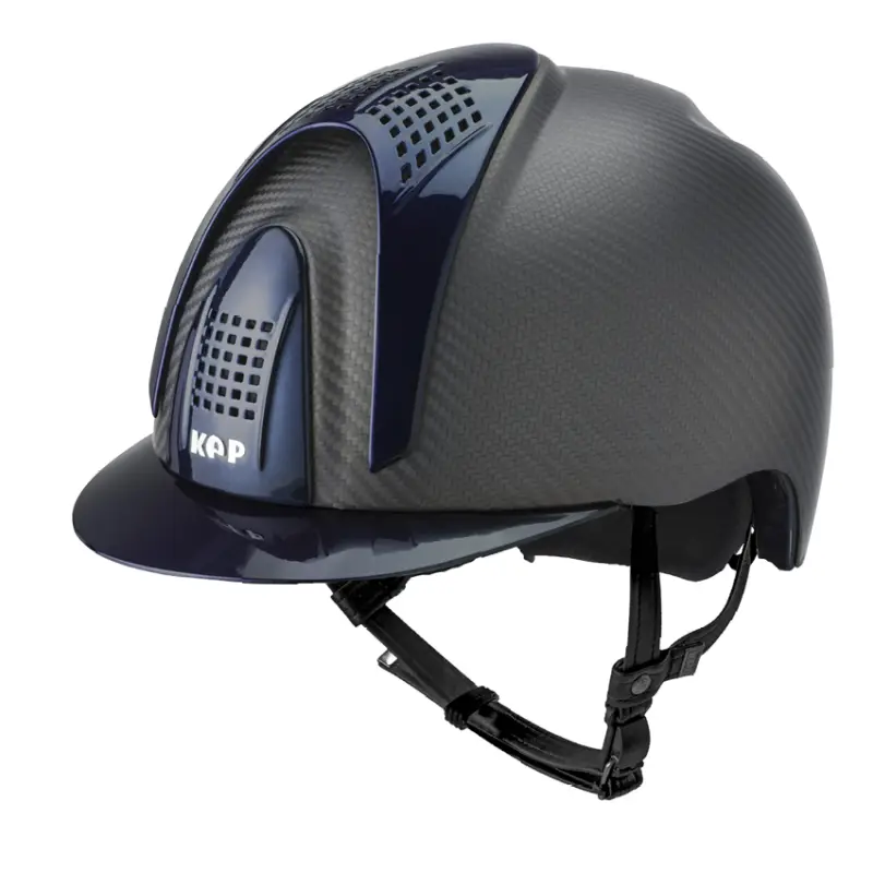 CASCO IN CARBONIO E-LIGHT NERO OPACO CON VISIERA BLU METALIZZATO E 3 TASSELLI BLU METALLIZZATO Di Tendenza
