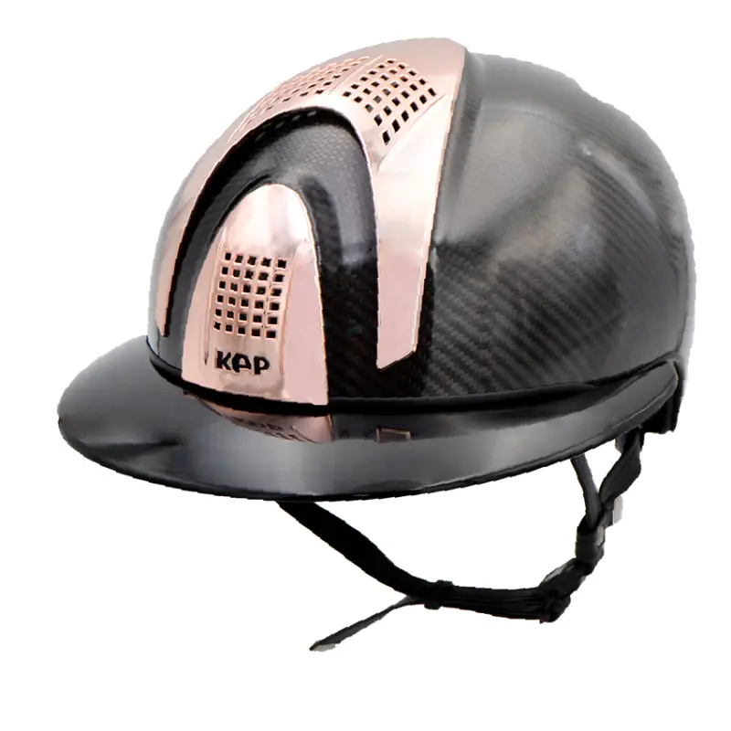 CASCO IN CARBONIO E-LIGHT NERO LUCIDO CON VISIERA NERA LUCIDA DA POLO E 3 INSERTI ORO ROSA Offerta Lampo