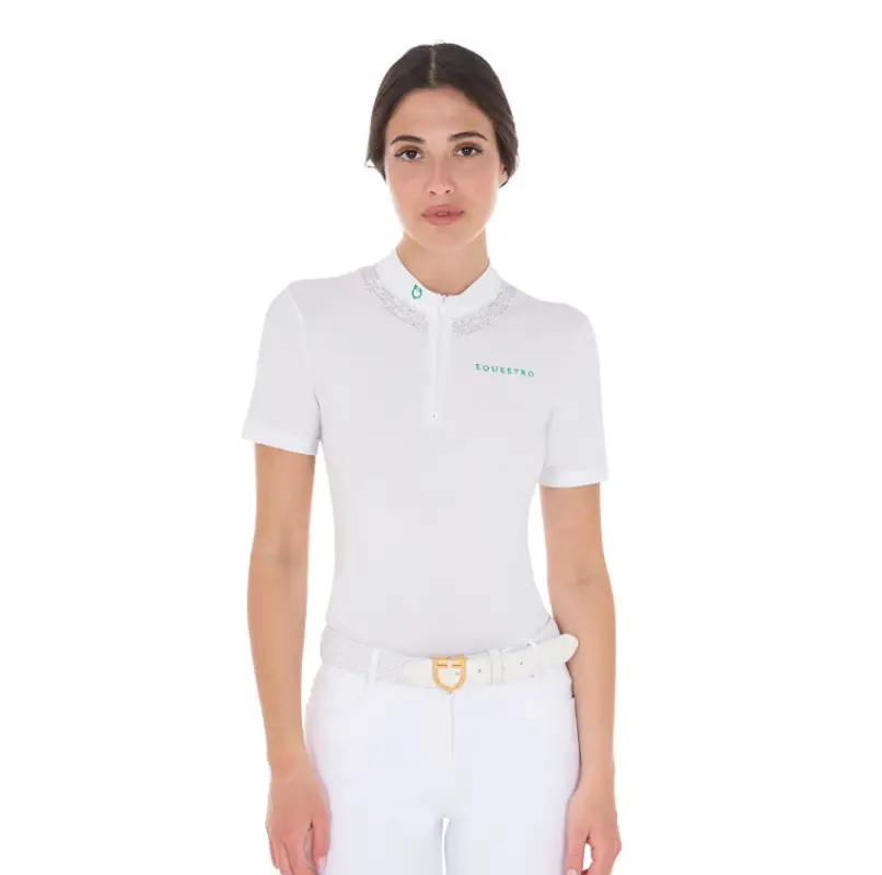 POLO CONCORSO DONNA SLIM FIT CON STRASS SUL COLLETTO Acquista Ora