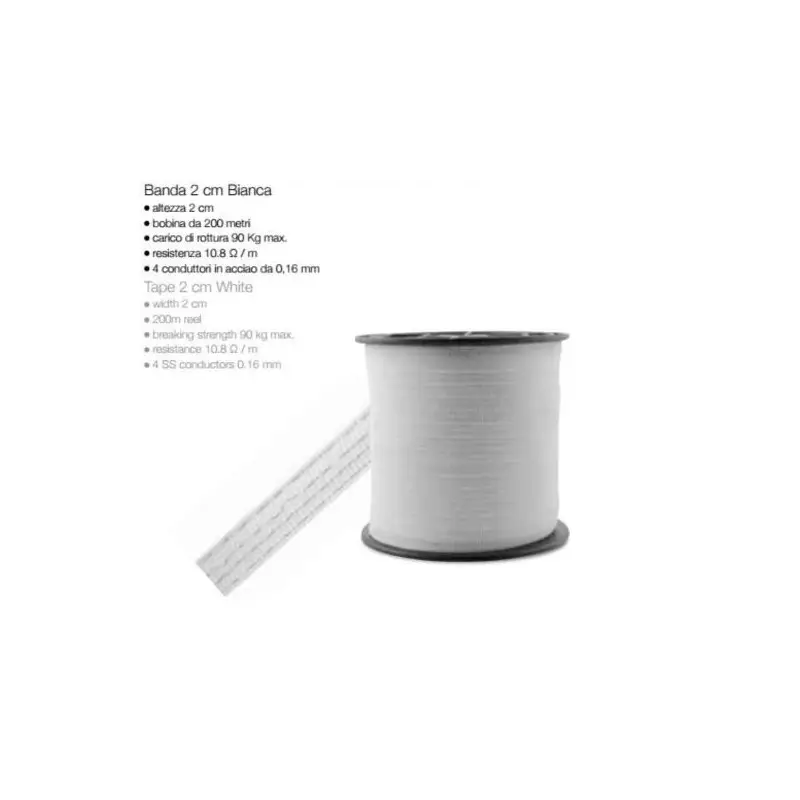 Ultima Occasione Fettuccia elettrica bianca 200 Metri - H 2 cm