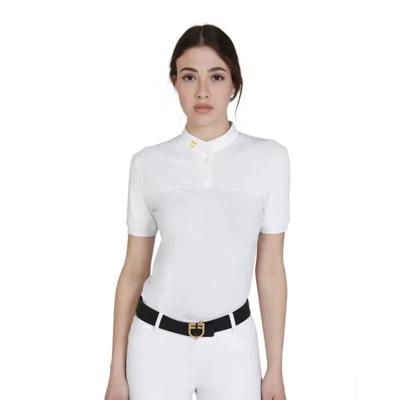 Popolare Polo gara bambina Equestro M/C tessuto tecnico 1/2 mesh