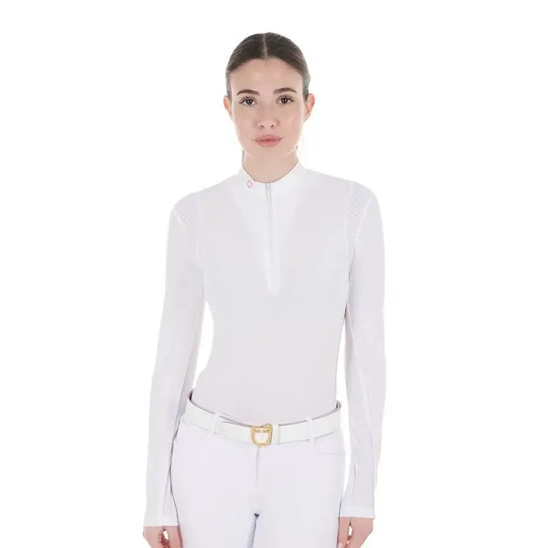 Prezzo Conveniente Polo gara donna Mesh Insert Equestro maniche lunghe