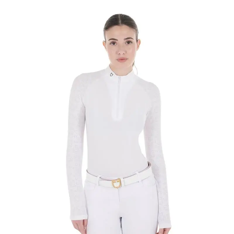 Polo gara donna Tulle Stretch Equestro maniche lunghe Prezzo Scontato