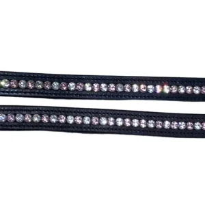 FRONTALINO IN CUOIO BRILLANTINI BIANCHI E ROSA Popolare