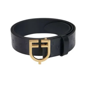 Super Prezzo CINTURA EQUESTRO CUOIO FIBBIA DORATA