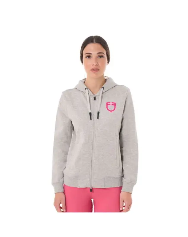 Must-Have FELPA EQUESTRO DONNA CON CAPPUCCIO RICAMO FUXIA