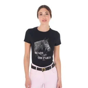 T-SHIRT EQUESTRO DONNA CON STAMPA E STRASS Spedizione Espresso