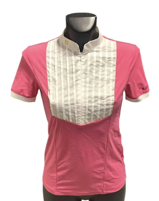 POLO DONNA EQUESTRO FUXIA COTONE PLISSETTATO Spedizione Espresso