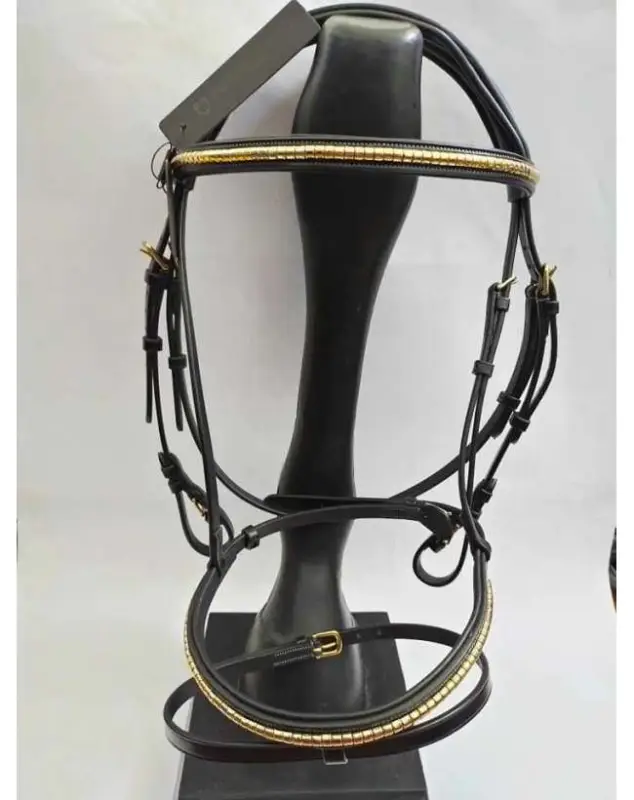 Popolare BRIGLIA INGLESE EQUESTRO CON CLINCHER OTTONE
