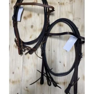 Occasione TESTIERA WESTERN IN CUOIO COMPLETA DI REDINI