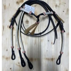 BRIGLIA WESTERN IN CUOIO CON FINITURE IN CRINI E CUOIO INTRECCIATO Must-Have