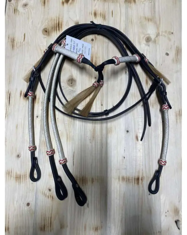 BRIGLIA WESTERN IN CUOIO CON FINITURE IN CRINI E CUOIO INTRECCIATO Must-Have
