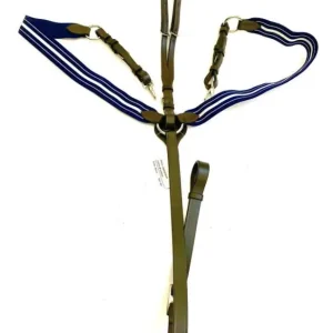 PETTORALE INGLESE IN CUOIO CON ELASTICO BLU/BIANCO Direttamente Dal Produttore