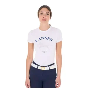 T-SHIRT DA DONNA EQUESTRO CANNES CON BRILLANTINI Pagamento Sicuro