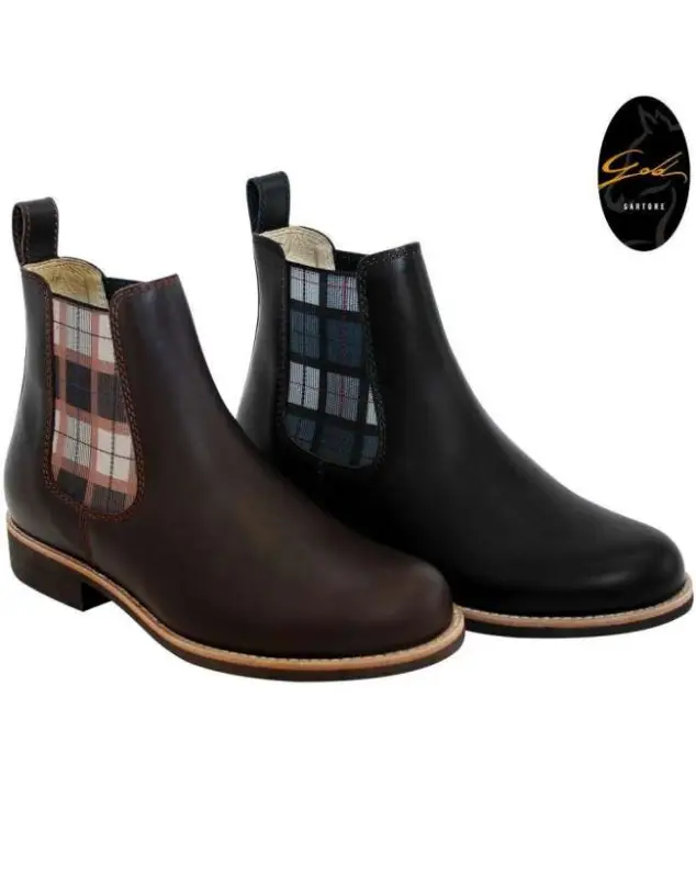 Acquista Ora STIVALETTI DA EQUITAZIONE IN PELLE CON ELASTICO QUADRETTATO